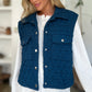 Double Take Full Size Pocketed Texture Snap Down Vest Coat