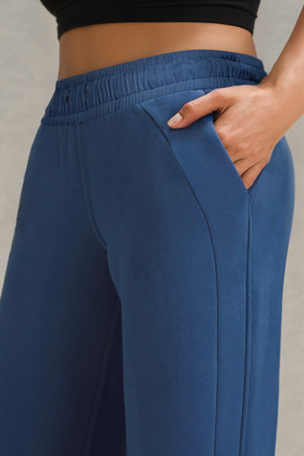 Drawstring Elastic Waist Straight Leg Pants