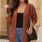 Open Front Dropped Shoulder Cardigan with Pockets