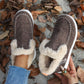 Furry Suede Round Toe Flat Sneakers