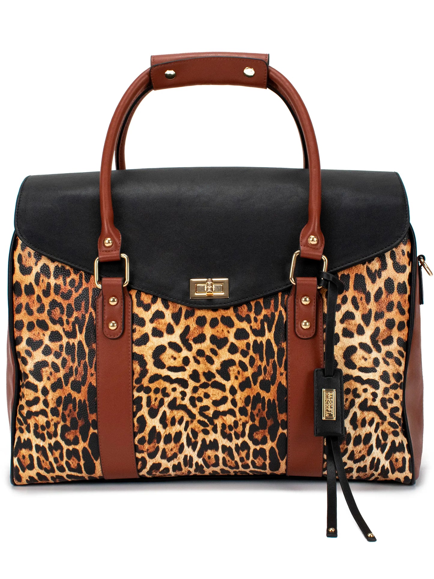 Leopard Vegan Leather Weekender Tote Bag