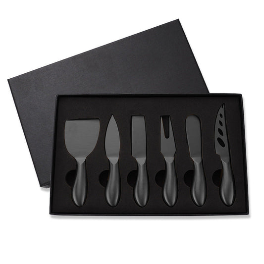 6-Piece Black Cheese Knife Set | Modern Simplicity in Stainless Steel