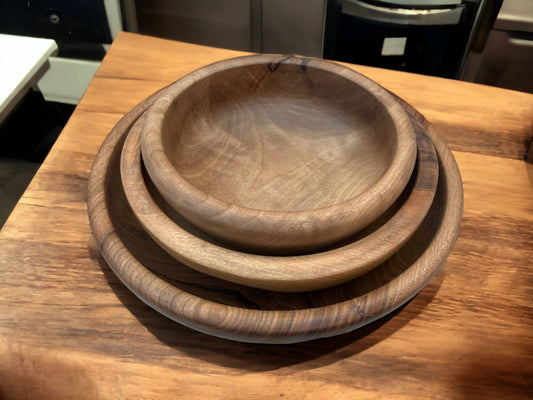 Set Of 3  Handmade Moroccan Walnut Wood Bowl, Walnut Bowl, Salad Bowl, Serving Bowl, Walnut Bowl Made From Ethically Sourced Wood