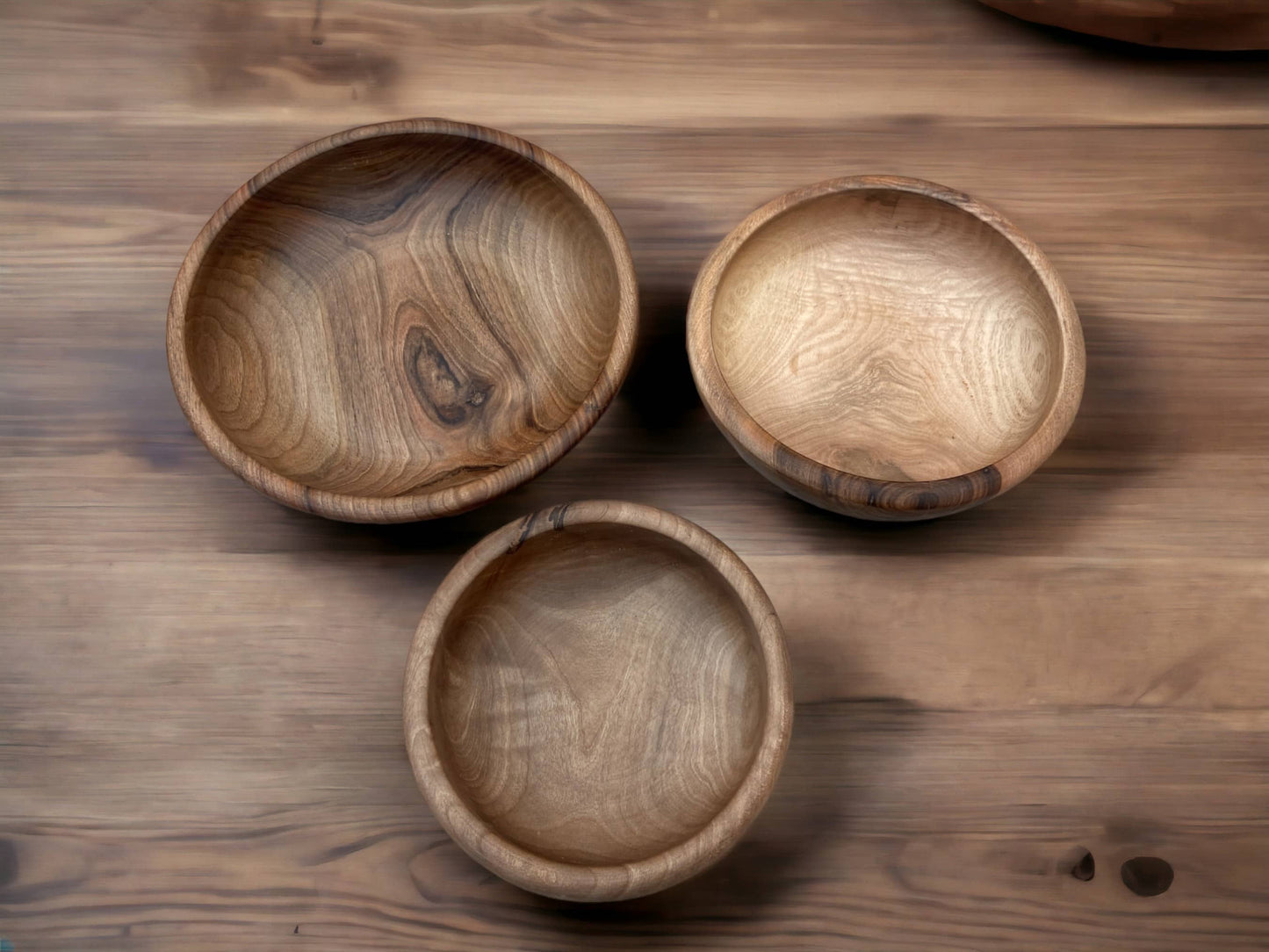 Set Of 3  Handmade Moroccan Walnut Wood Bowl, Walnut Bowl, Salad Bowl, Serving Bowl, Walnut Bowl Made From Ethically Sourced Wood