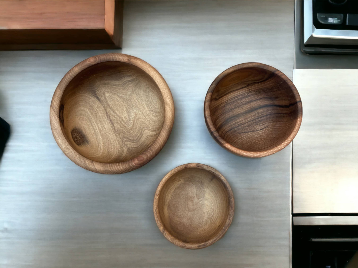 Walnut Bowl, Salad Bowl, Serving Bowls, Set Of 3 Handmade Moroccan Walnut Wood Bowl, Walnut Bowl Made From Ethically Sourced Wood