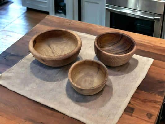 Walnut Bowl, Salad Bowl, Serving Bowls, Set Of 3 Handmade Moroccan Walnut Wood Bowl, Walnut Bowl Made From Ethically Sourced Wood