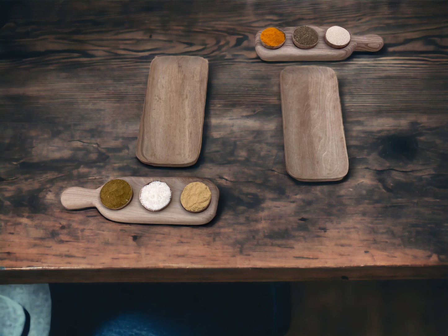 Handcrafted Spice Tray, Two Wooden Spice Tray, Walnut spice Sevring Board.