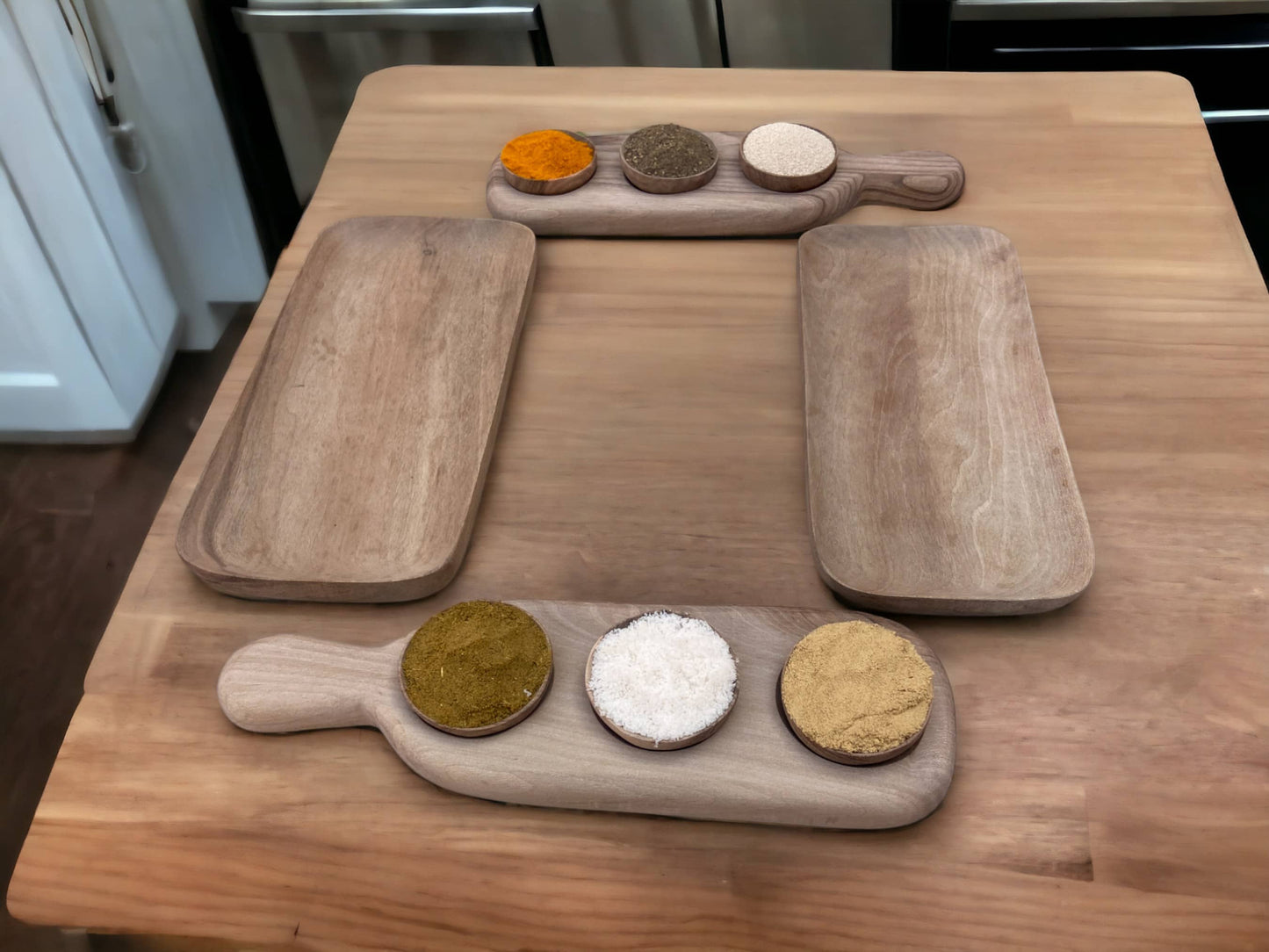 Handcrafted Spice Tray, Two Wooden Spice Tray, Walnut spice Sevring Board.