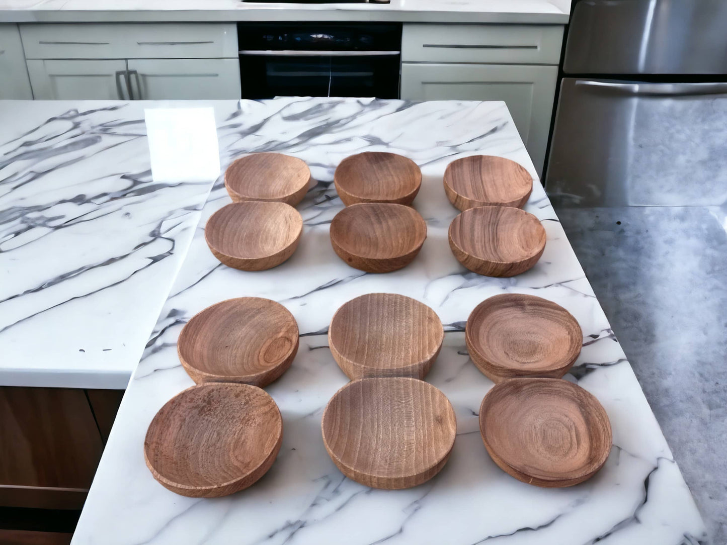 Mini Walnut Spice Bowls Set Of Six, Wooden Spice Bowls, Spice Sevring Bowl, Spice Gift, Traditional Spice Bowl, Gifts for Wife, Gifts