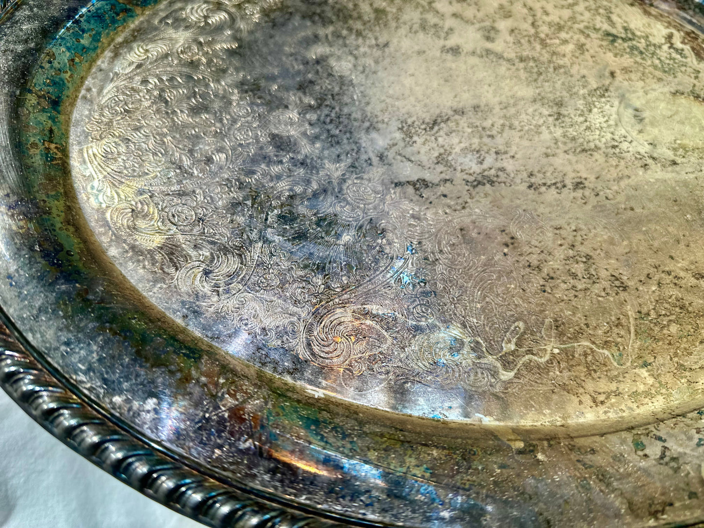 Vintage Silver Oval Serving Tray