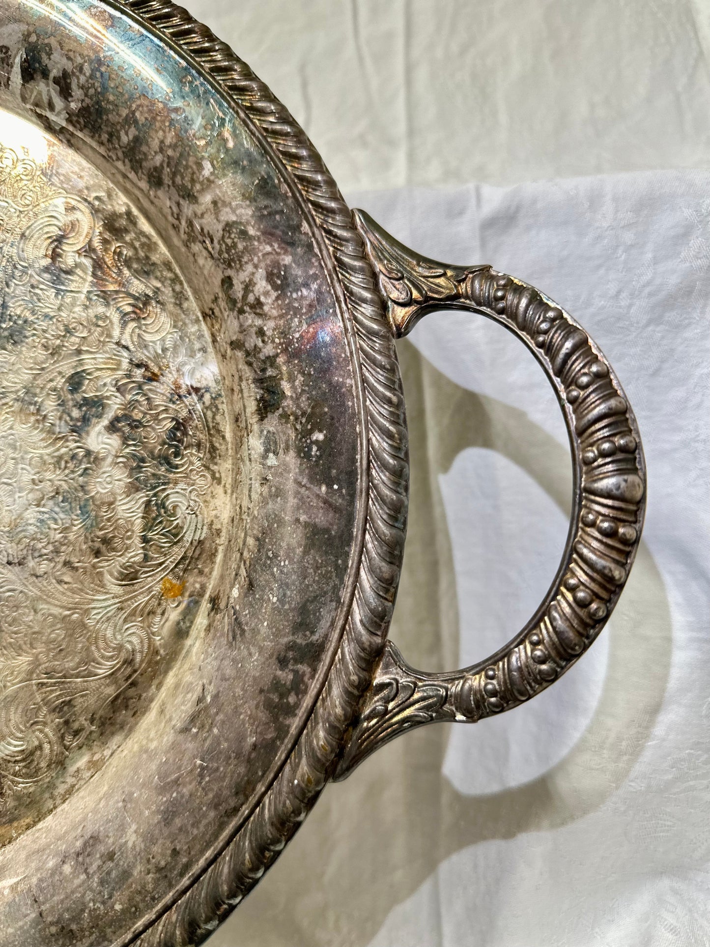 Vintage Silver Oval Serving Tray