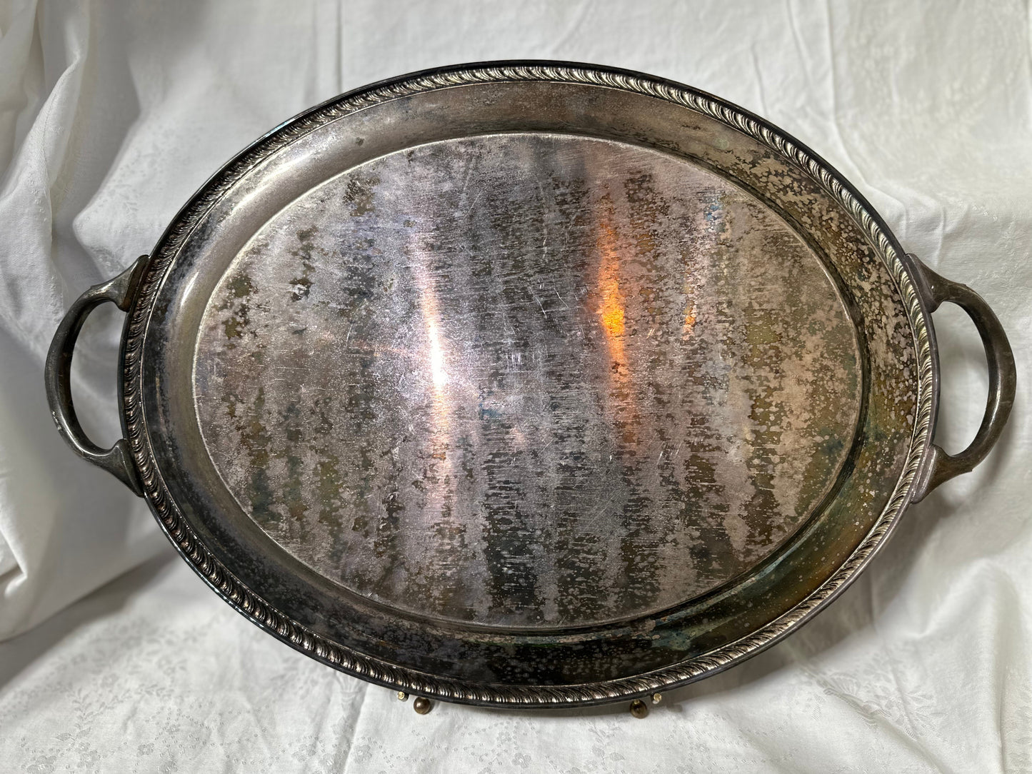 Vintage Silver Oval Serving Tray