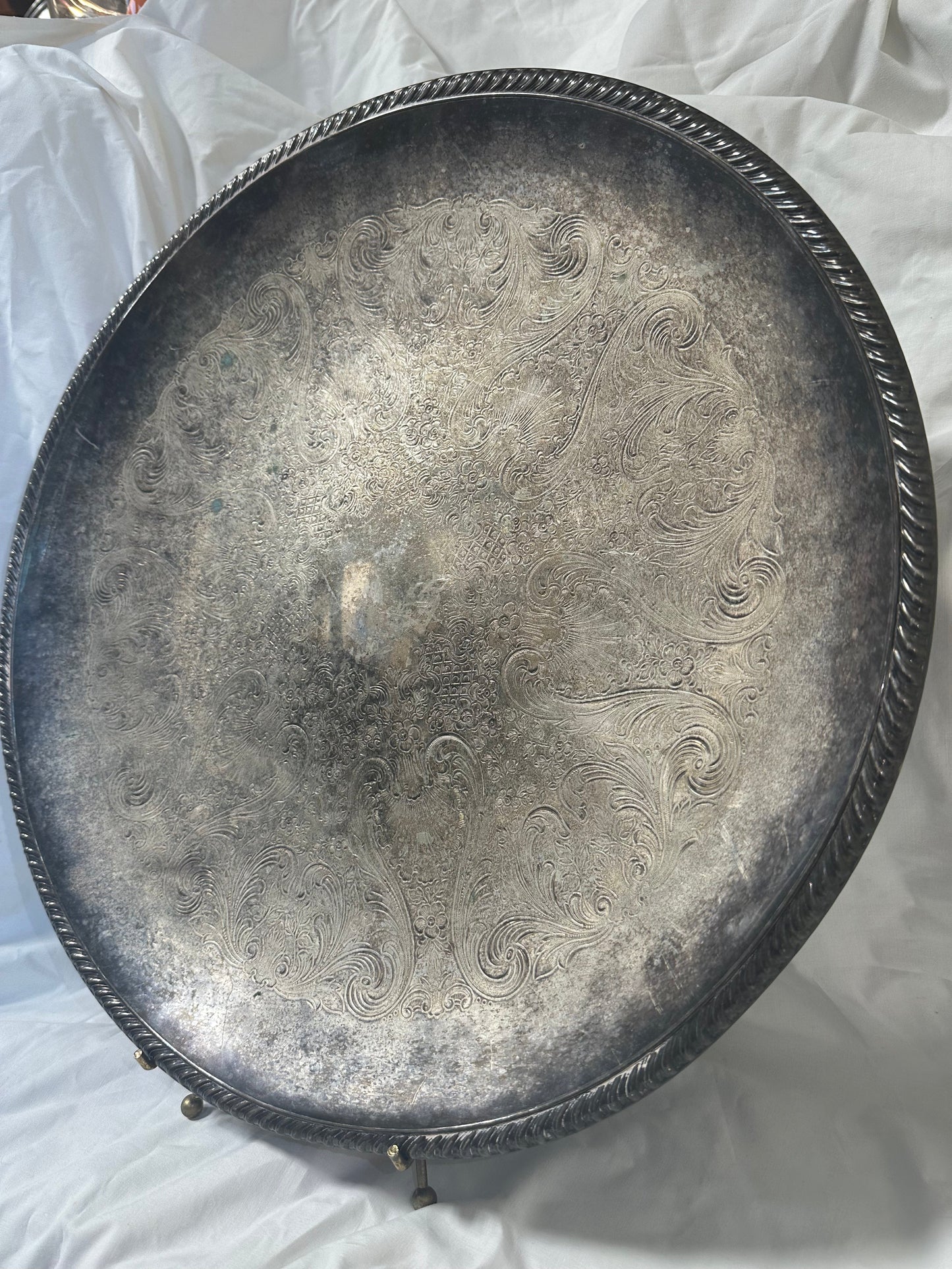 Vintage Silver Oval Serving Tray