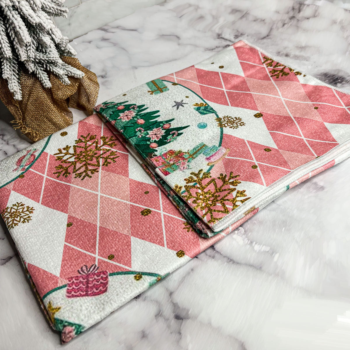 Pink Christmas Hand Towel