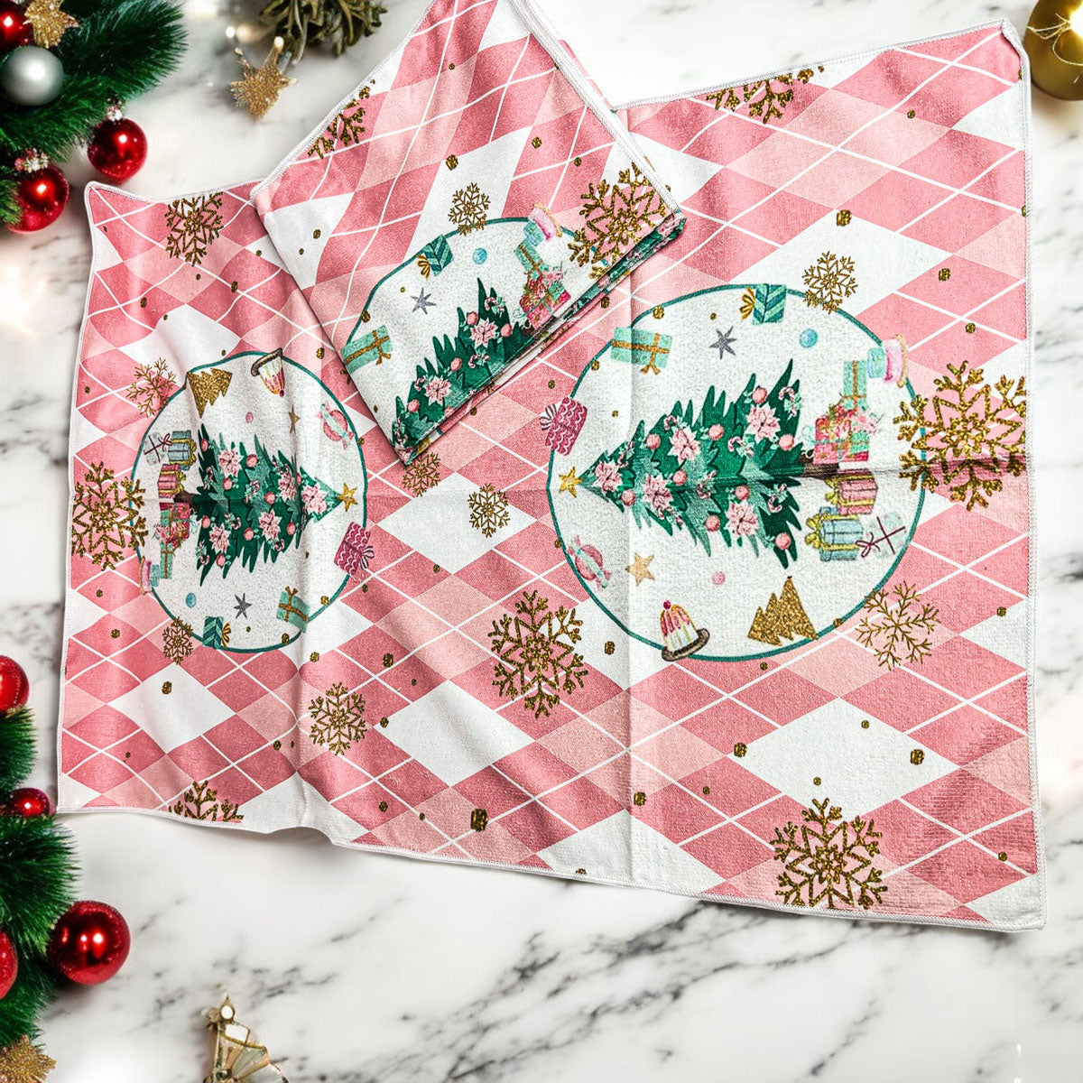 Pink Christmas Hand Towel