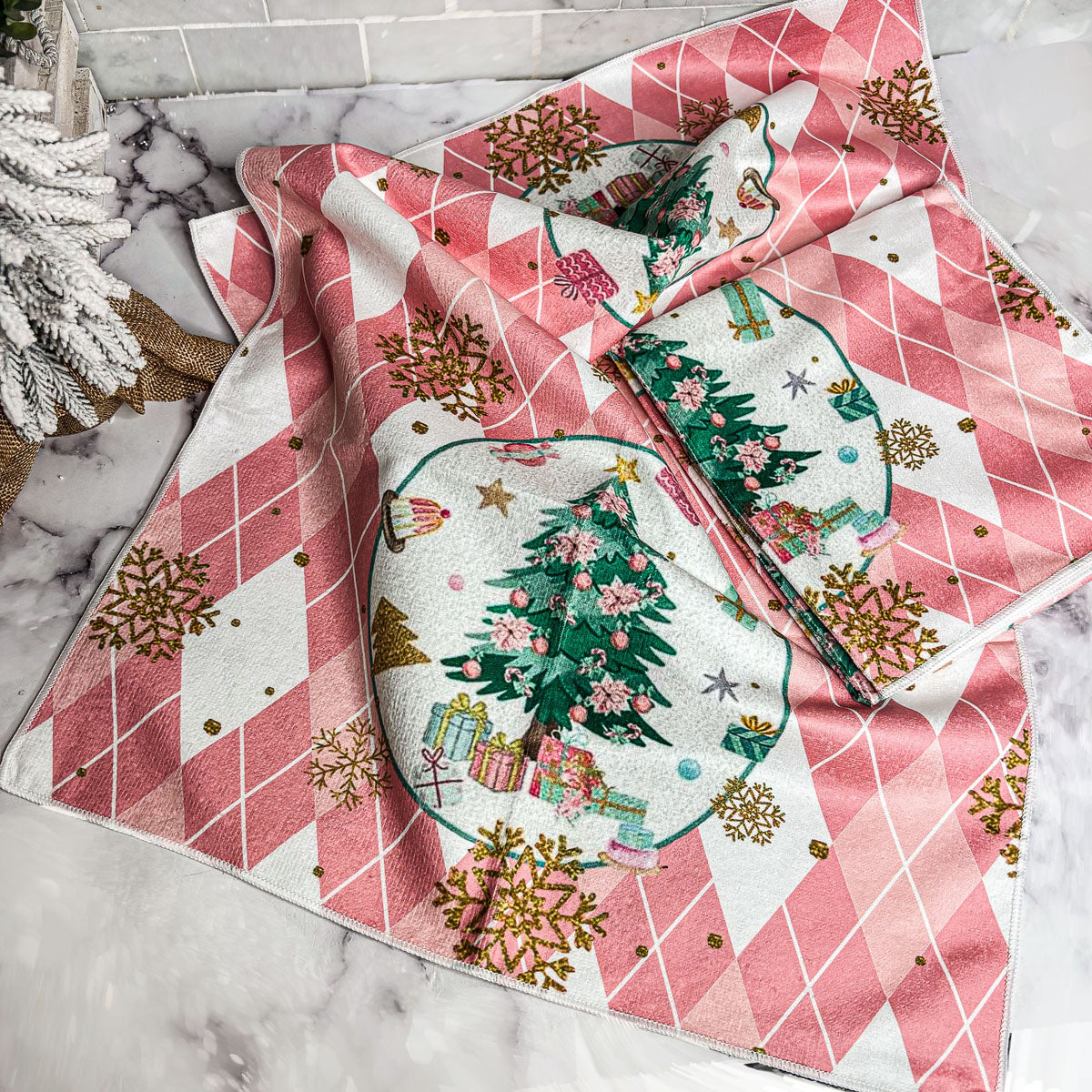 Pink Christmas Hand Towel