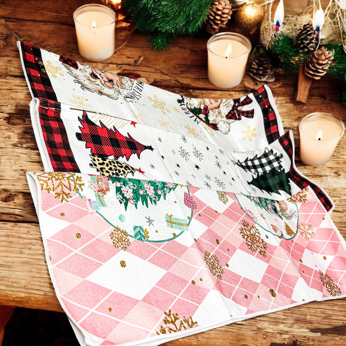 Pink Christmas Hand Towel