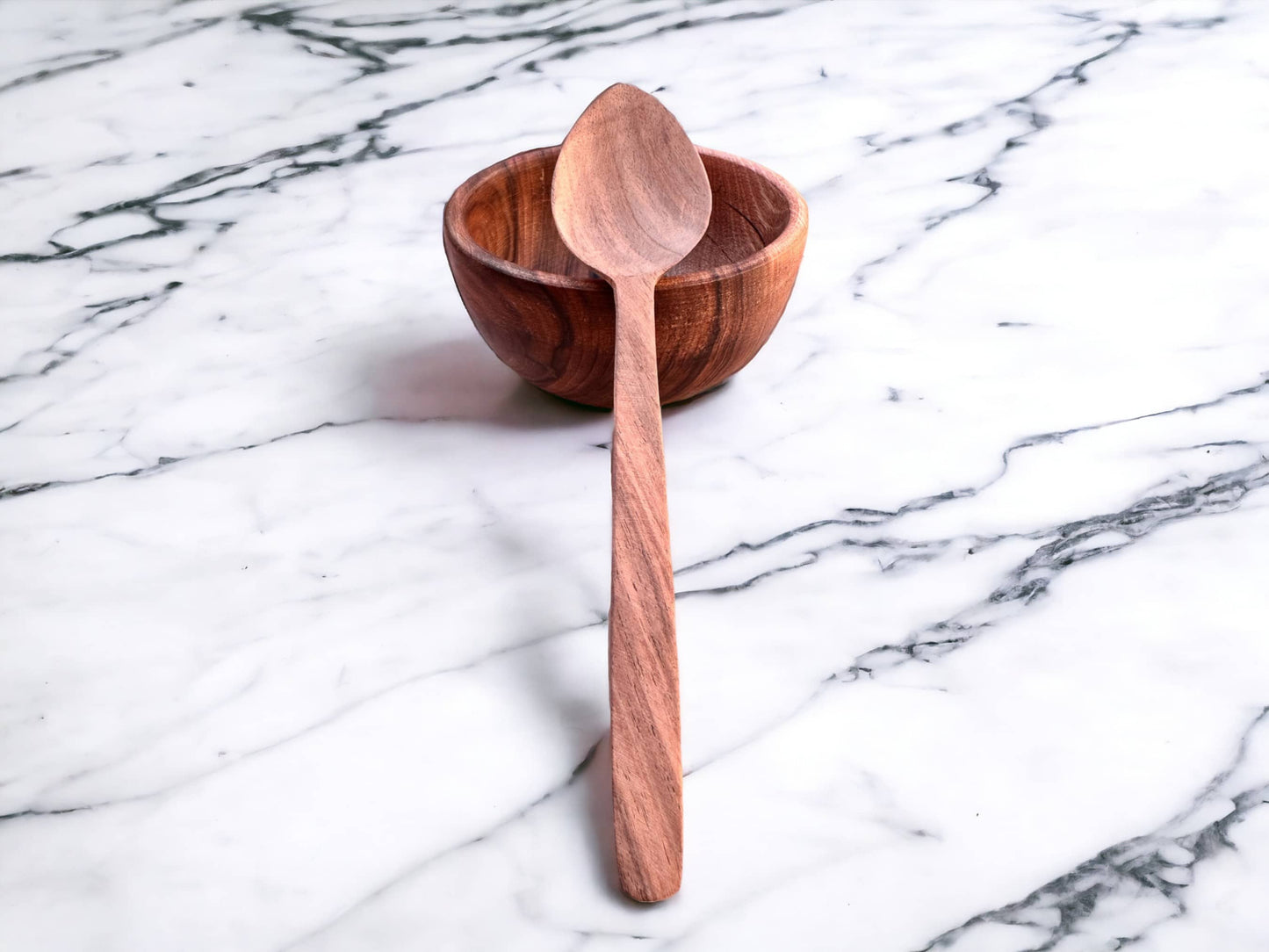 Moroccan Walnut Wood Salad Bowl Set Of 4 - Handcrafted Beauty for Your Table