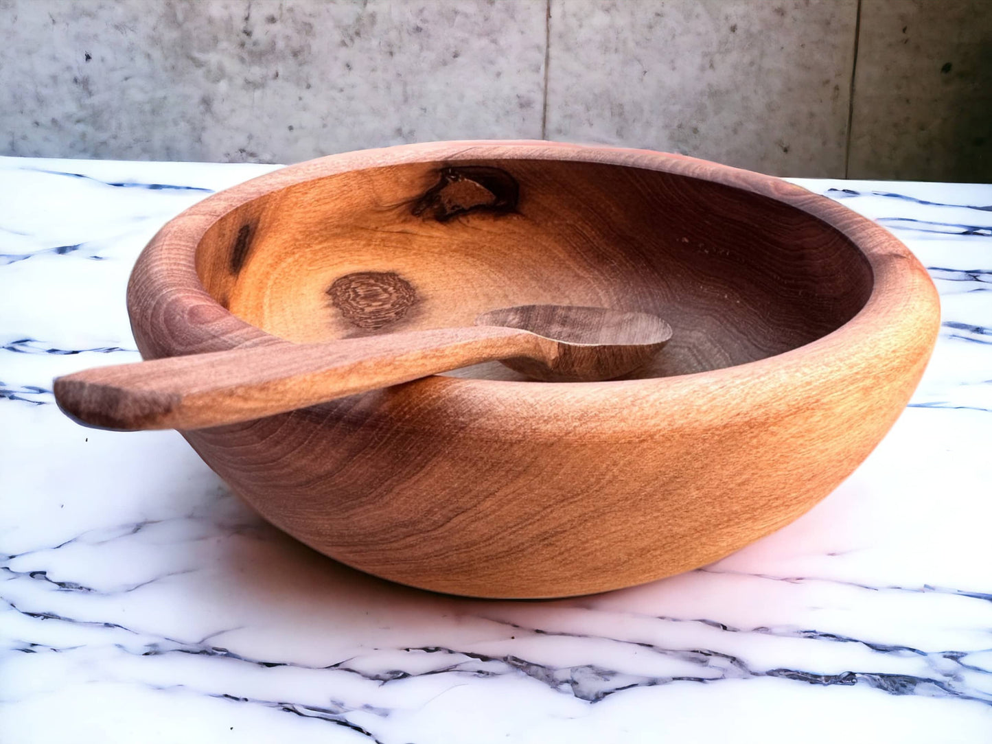 Moroccan Walnut Wood Salad Bowl Set Of 4 - Handcrafted Beauty for Your Table