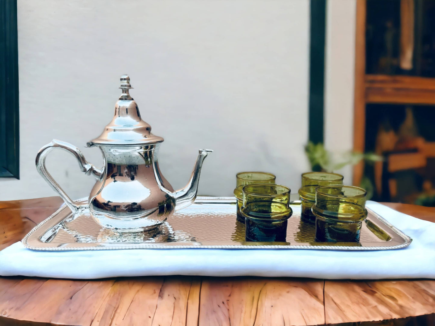 Simply Charming: Handcrafted Moroccan Teapot & Tray Set – Timeless Elegance