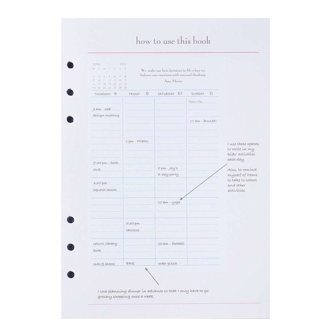 Personal Portfolio Calendar Refills Inserts (January – December 2025)