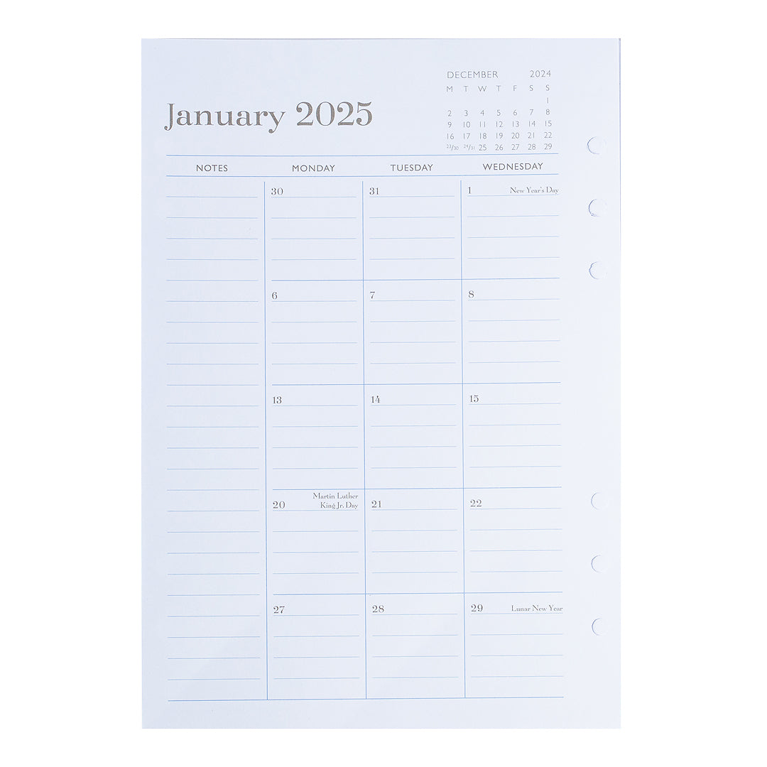 Personal Portfolio Calendar Refills Inserts (January – December 2025)