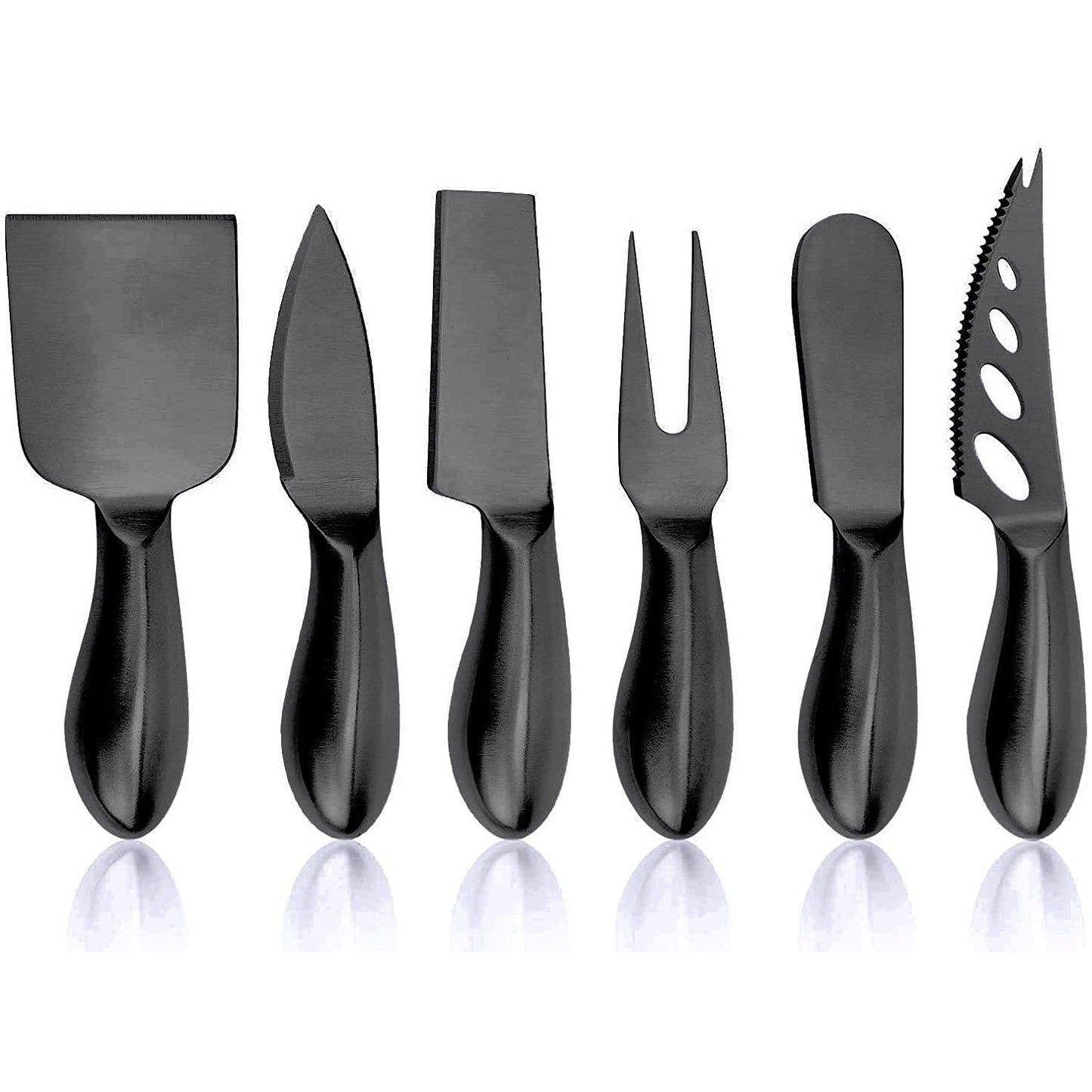 6-Piece Black Cheese Knife Set | Modern Simplicity in Stainless Steel