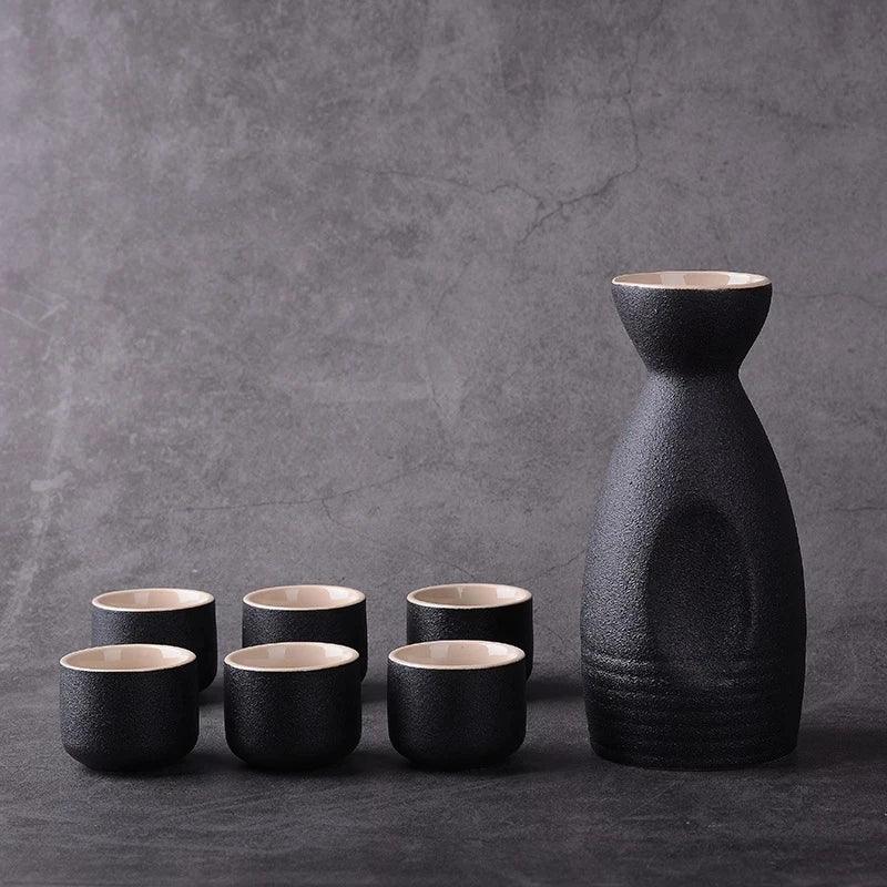 Ceramic Japanese Sake Set | 1 Pot & 6 Cups