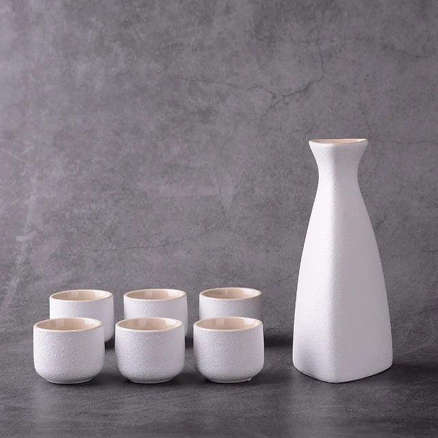 Ceramic Japanese Sake Set | 1 Pot & 6 Cups