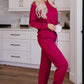 Round Neck Top and Drawstring Pants Lounge Set