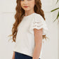 Round Neck Flutter Sleeve T-Shirt