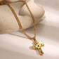 Stainless Steel Zircon Cross Pendant Necklace