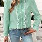 Devine Textured Lace Detail Long Sleeve Shirt