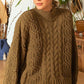 POL Mock Neck Cable Knit Sweater