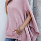 Waffle-Knit Pocketed Cape Sleeve Sweater