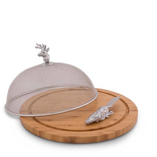 Elk Head 3 Piece Picnic Cheese Board / Spreader