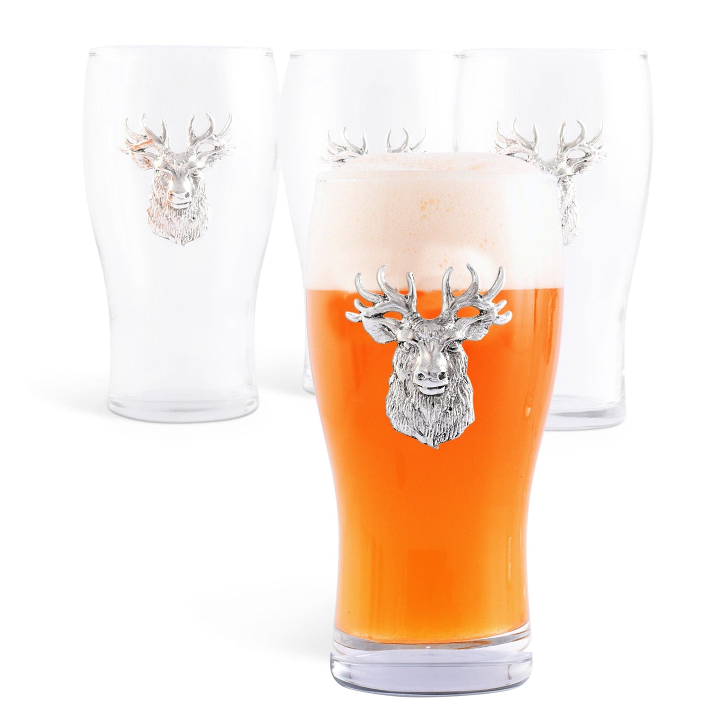 Elk Head Beer Pint Glasses - Set of 4