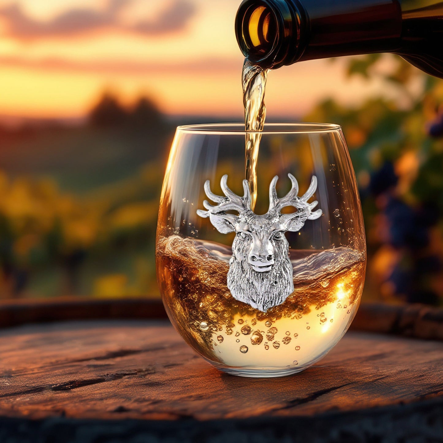 Elk Head Stemless Wine Glasses - Set of 4