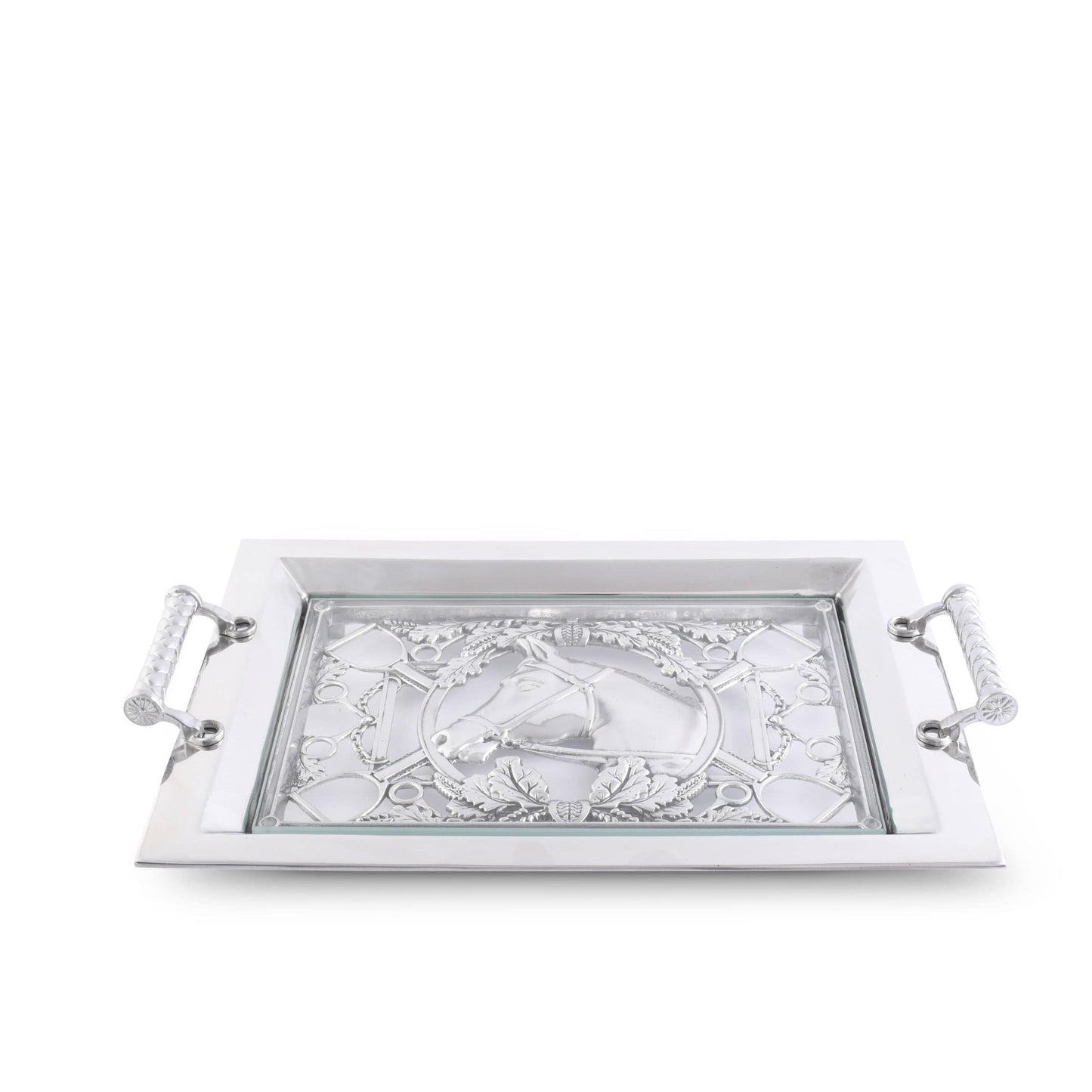 Equestrian Horse Glass Top Serving Tray