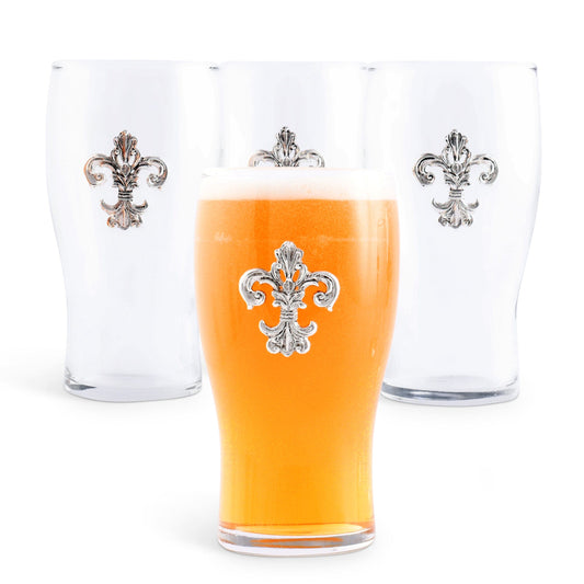 Fleur de Lis Beer Pint Glasses - Set of 4