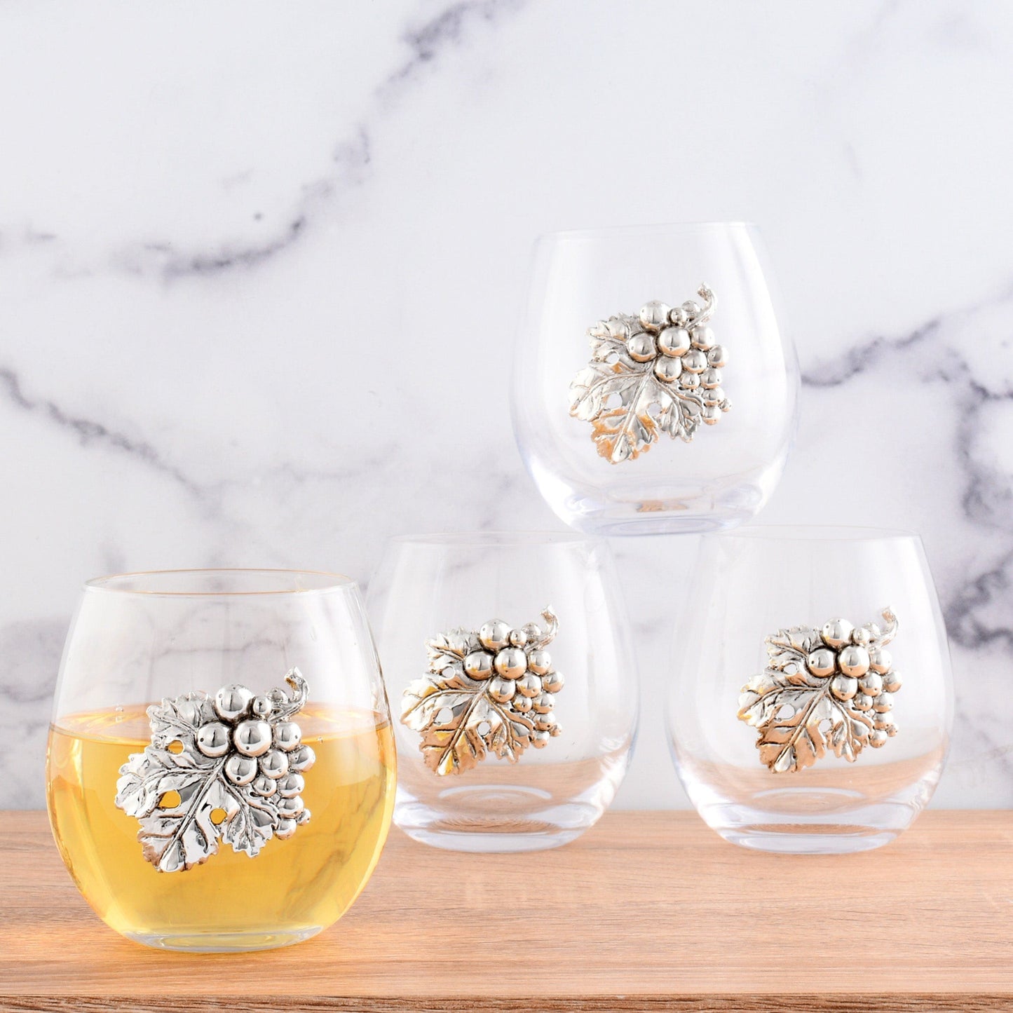 Grape Stemless Wine Glasses - Set of 4