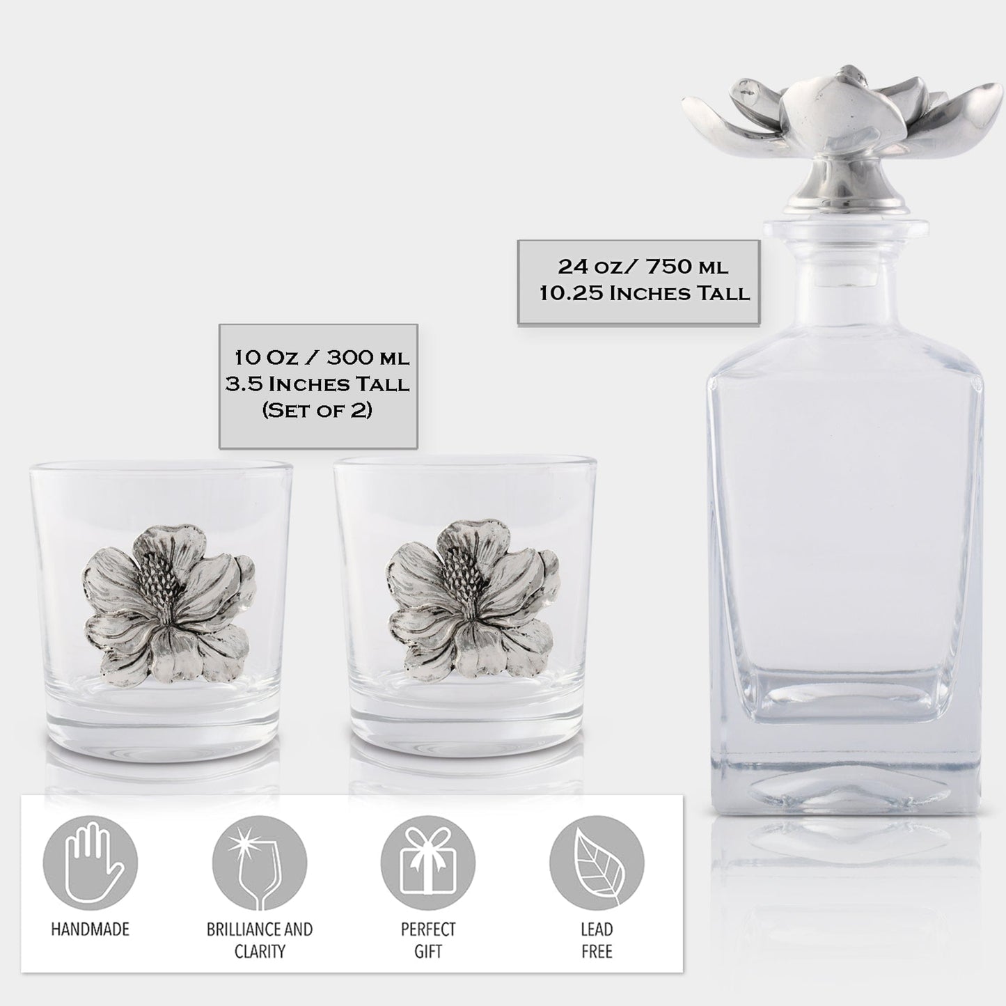 Magnolia Decanter Set with Glasses