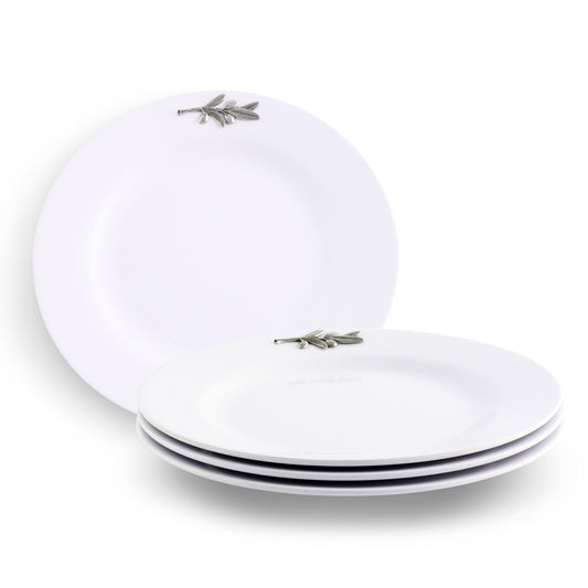 Olive Melamine Lunch Plates - Set of 4