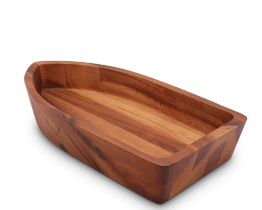 Boat Shape Acacia Wood Salad Bowl Large