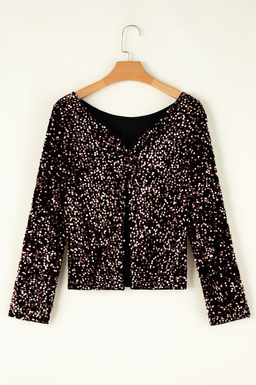 Sequin Round Neck Long Sleeve Blouse