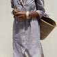 Tied Button Up Three-Quarter Sleeve Dress