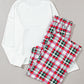 MERRY CHRISTMAS Round Neck Top and Plaid Pants Set