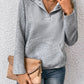 Perfee Half Buttoned Collared Neck Sweatshirt with Pocket