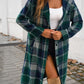 Devine Plaid Long Sleeve Hooded Coat