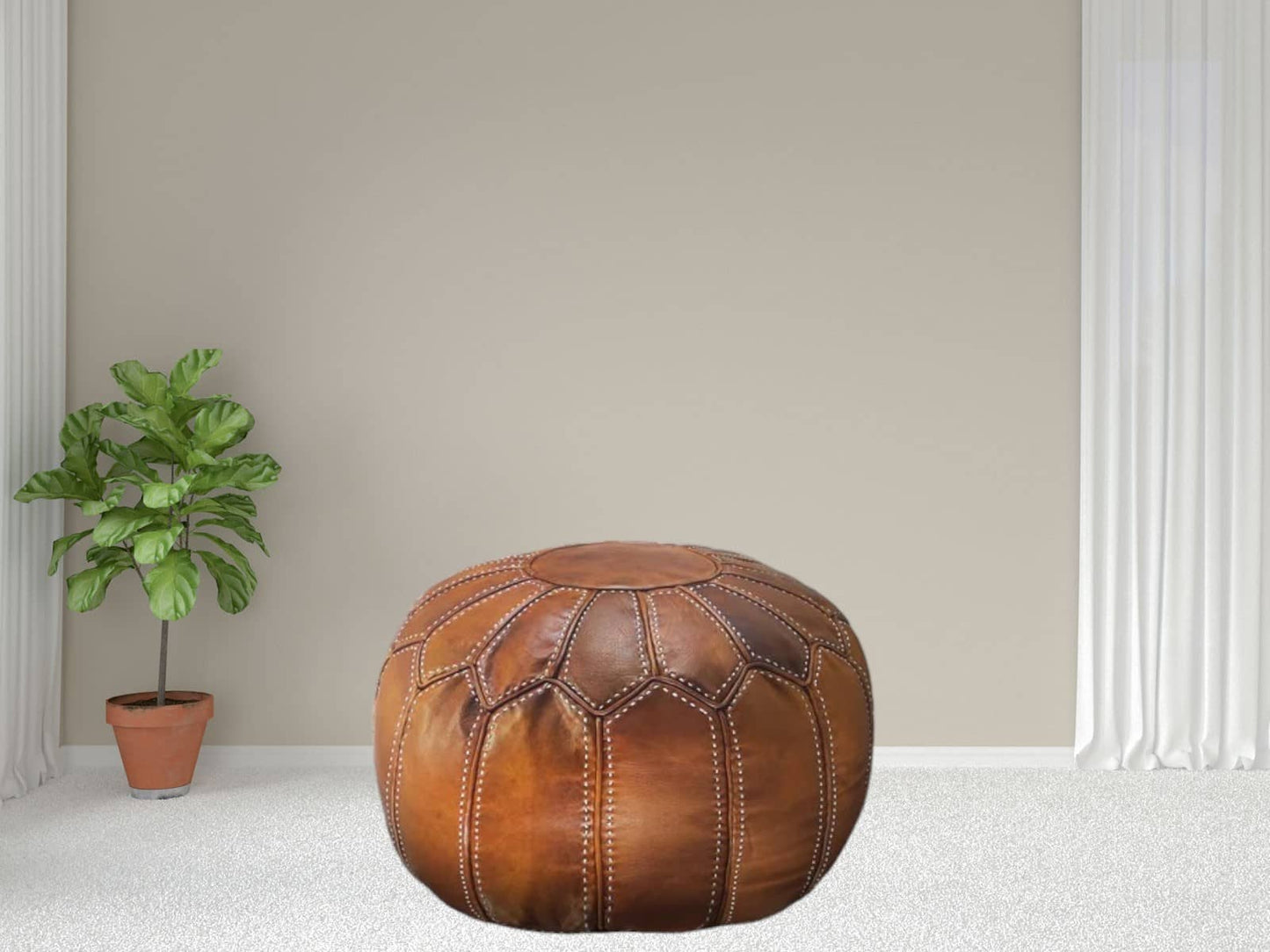 Moroccan  Round Pouf – Cozy Comfort in Earthy Elegance